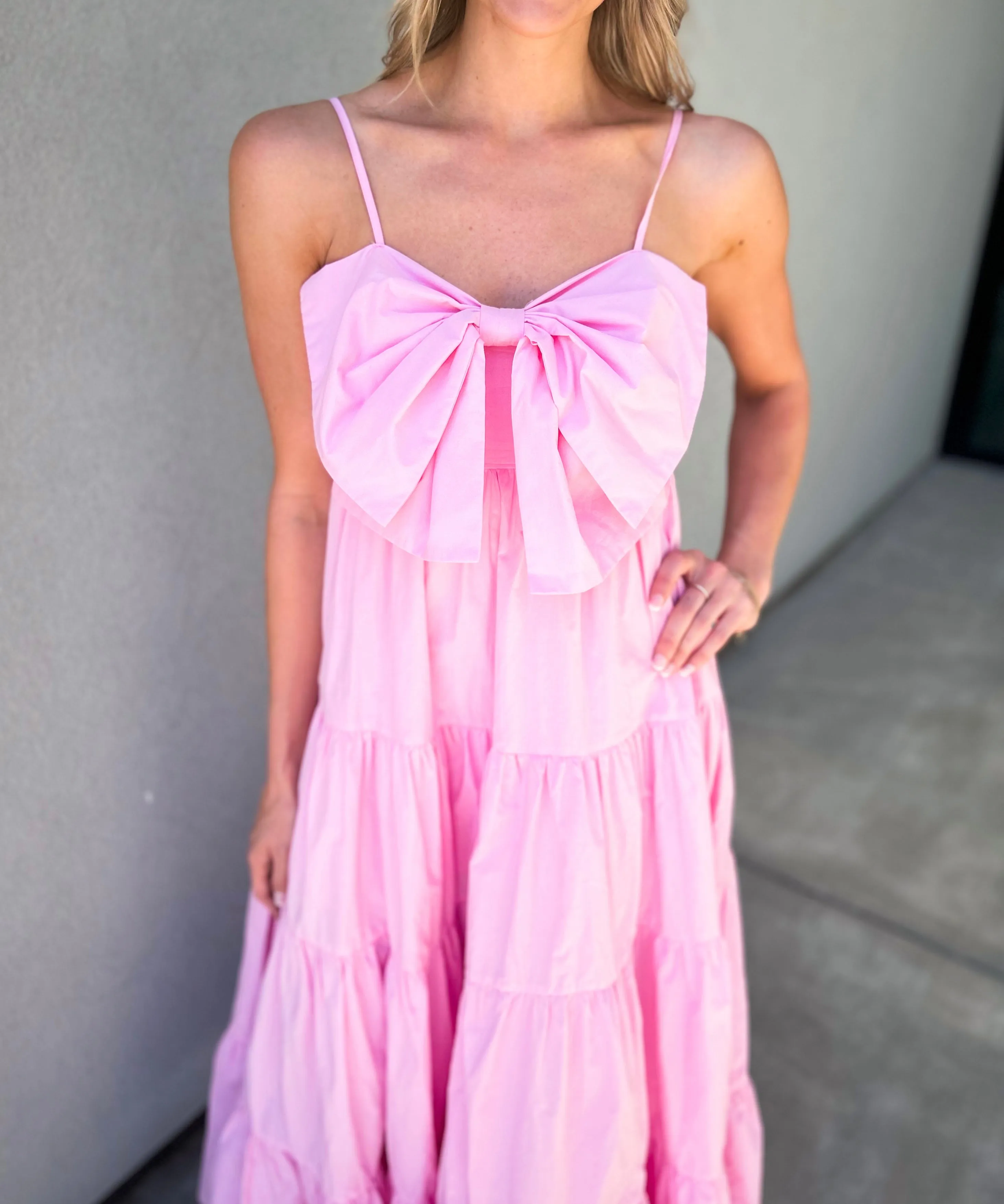 Candy PInk Big Bow Midi Dress