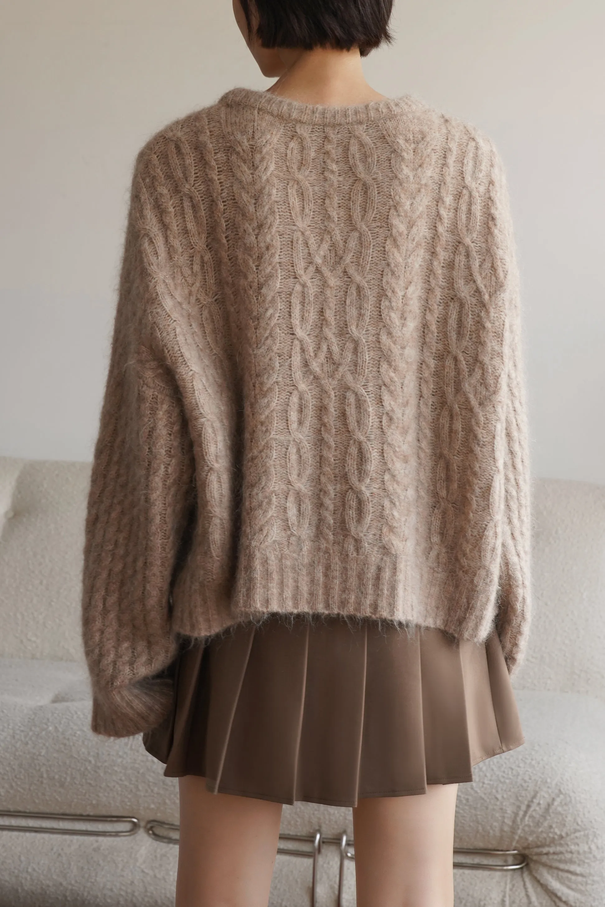 Cappuccino Pleated Mini Skirt