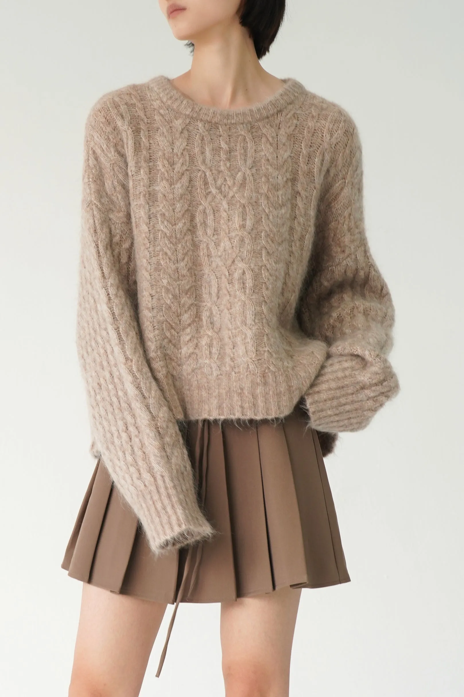 Cappuccino Pleated Mini Skirt