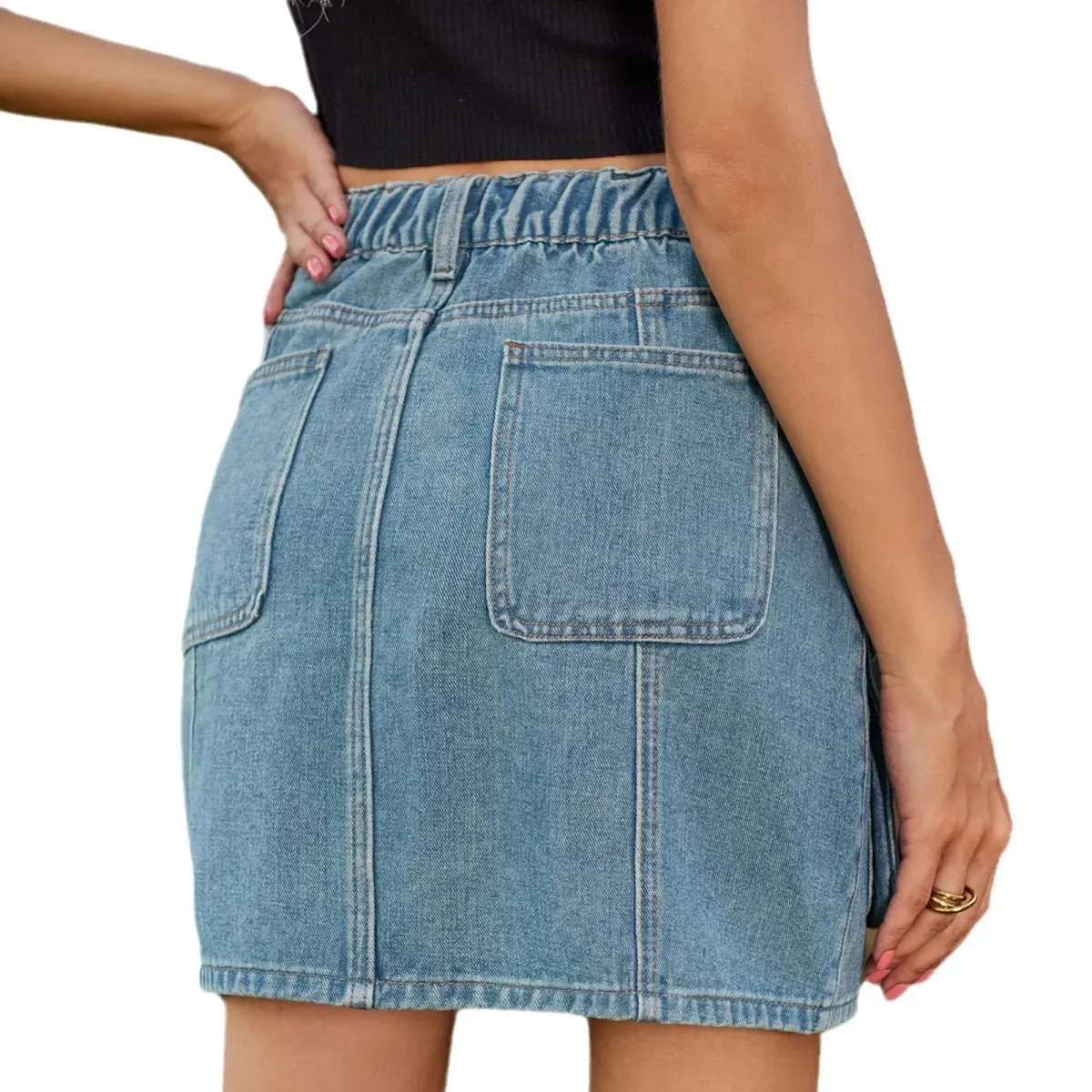 Cargo Cutie Button-Up Denim Mini Skirt