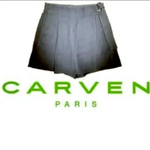 CARVEN Paris | Navy Mini Pleated Wrap Bow Skort Skirt Shorts