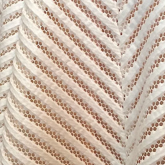 Catherine Malandrino White Laser Cut Eyelet Flare Lined MIDI Skirt Size 6