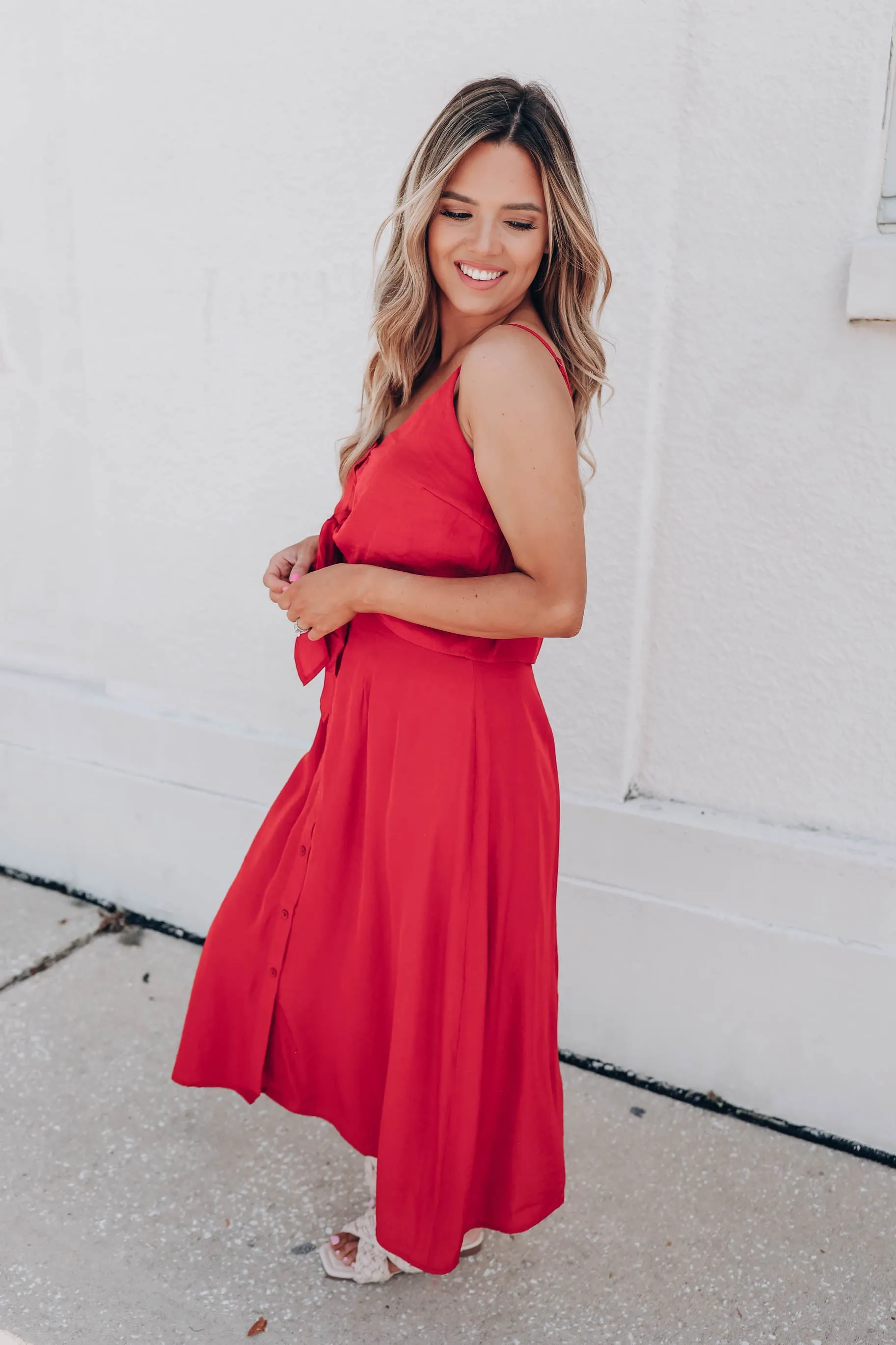 Cerise Midi Dress - Scarlet