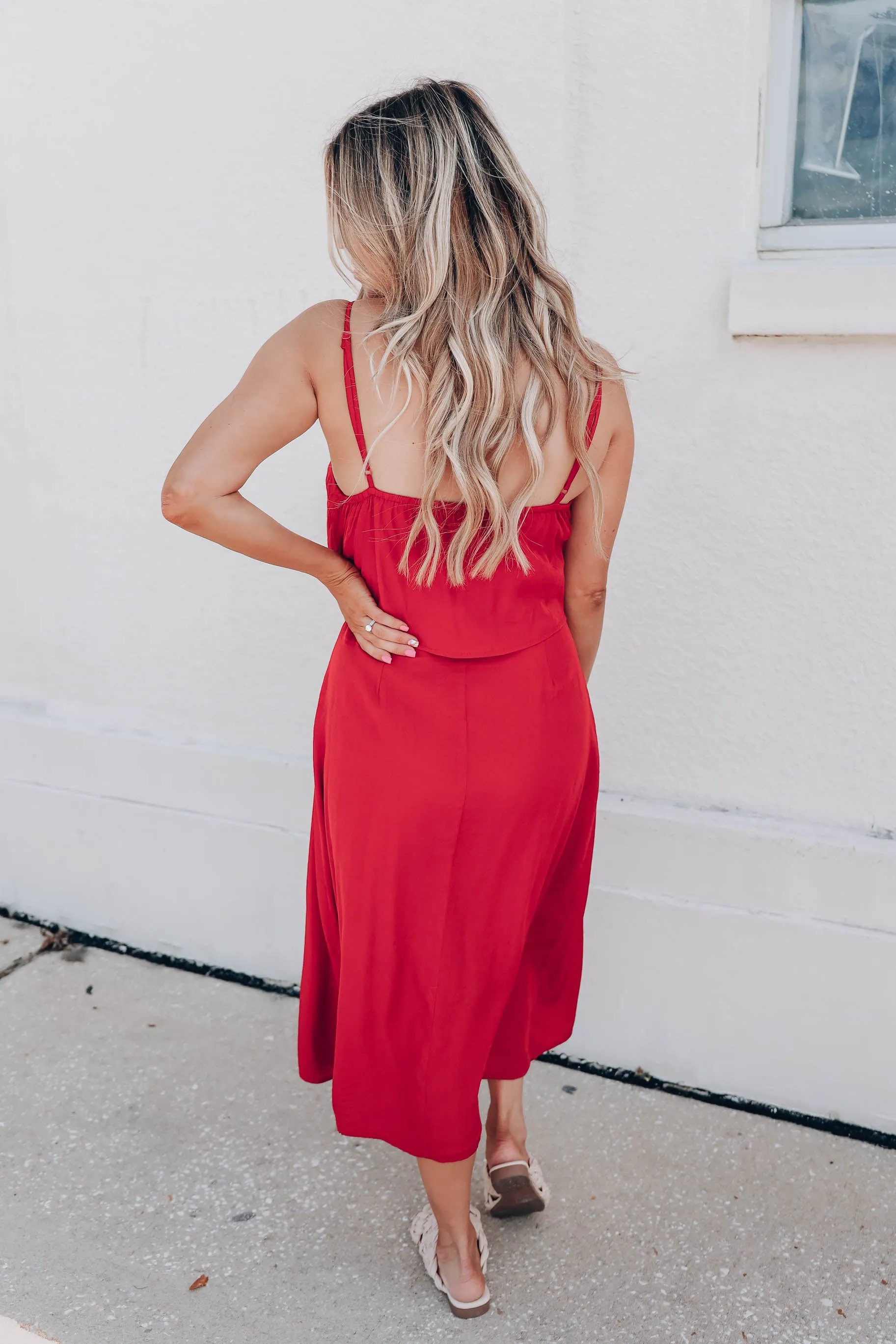 Cerise Midi Dress - Scarlet