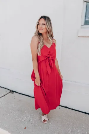 Cerise Midi Dress - Scarlet
