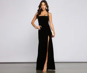 Christina Lace-Up Stylish Back Velvet Dress