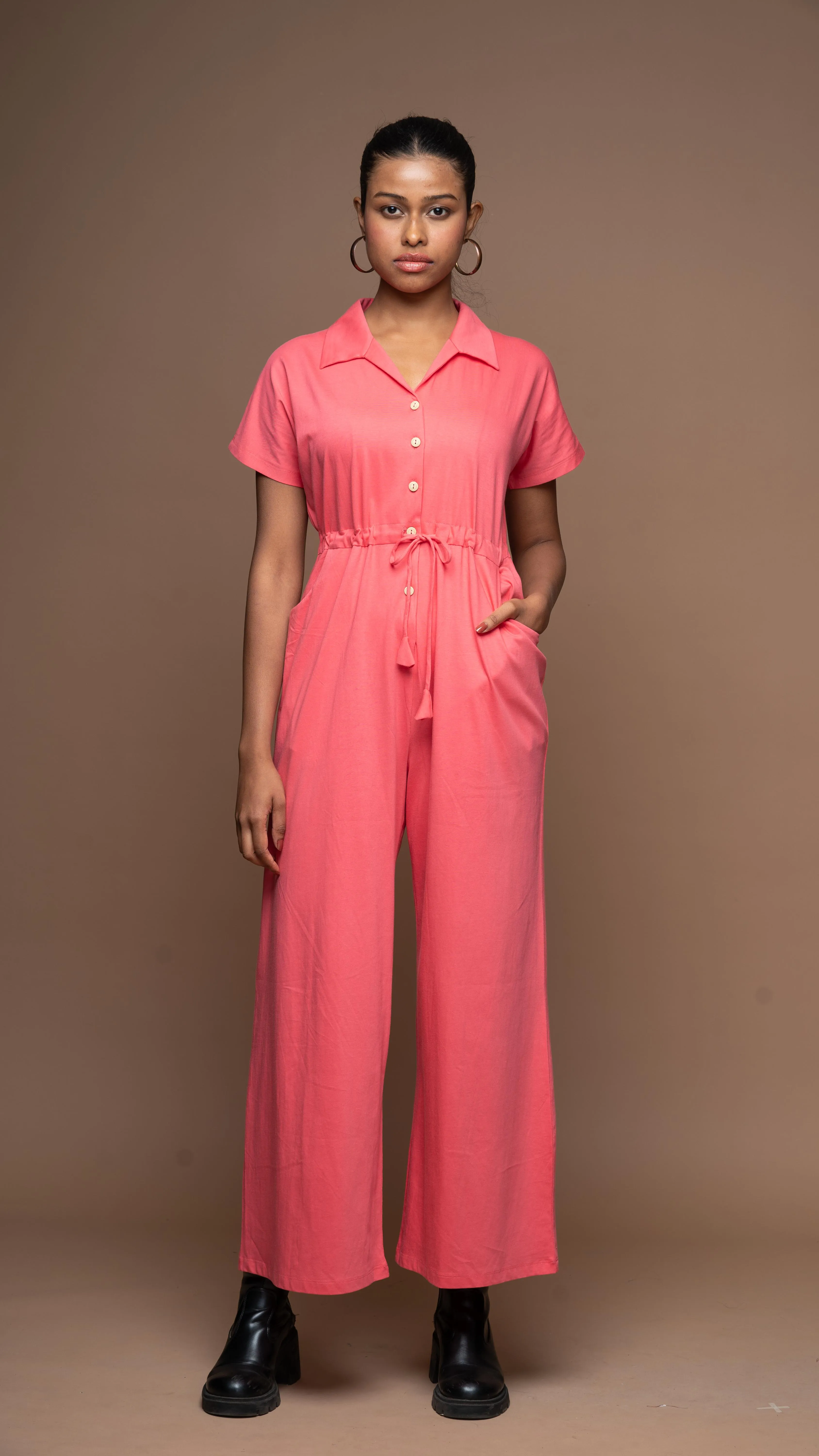 Collarista Jumpsuit in Fuchsia