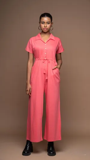 Collarista Jumpsuit in Fuchsia