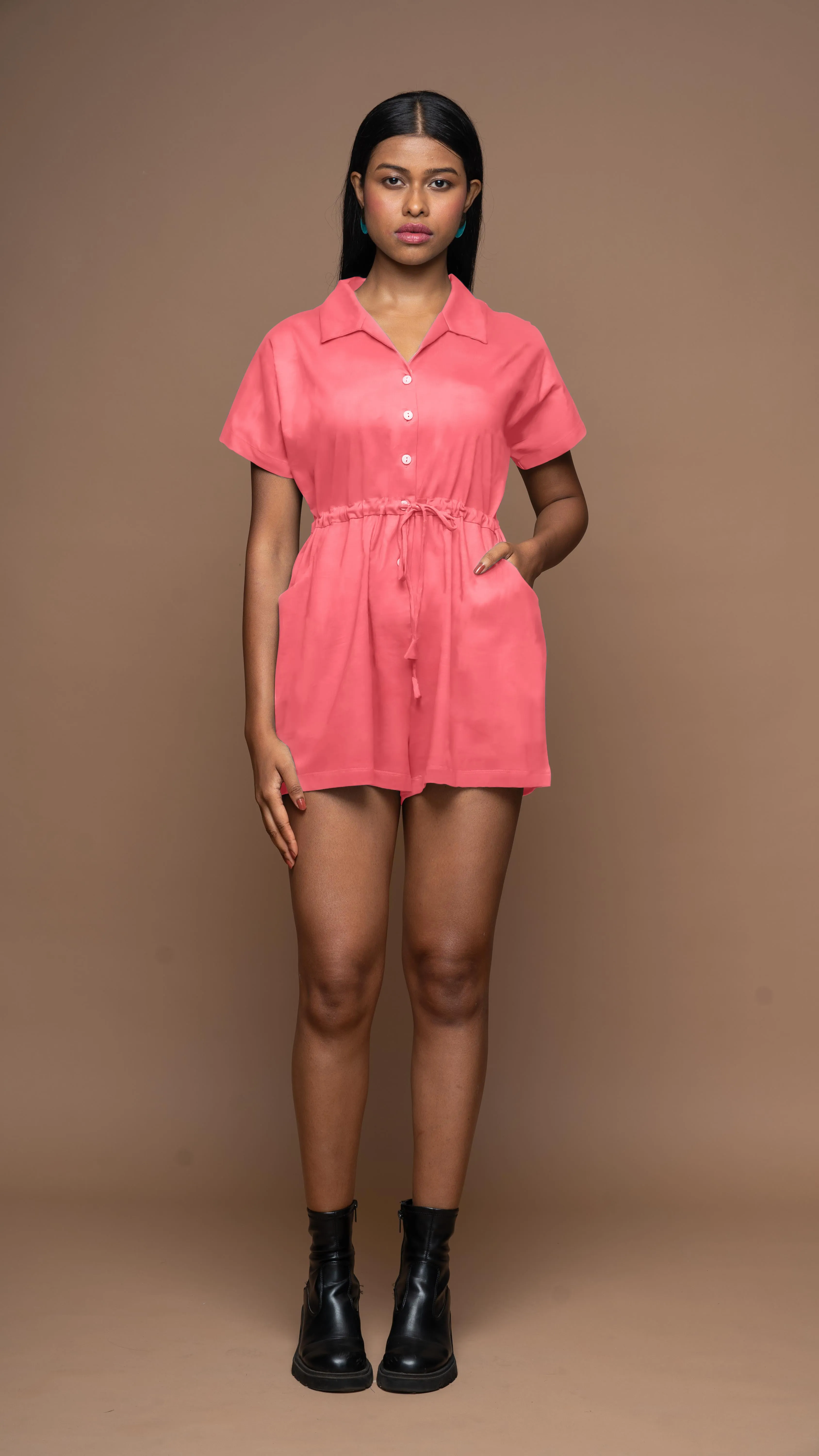 Collarista Jumpsuit in Fuchsia