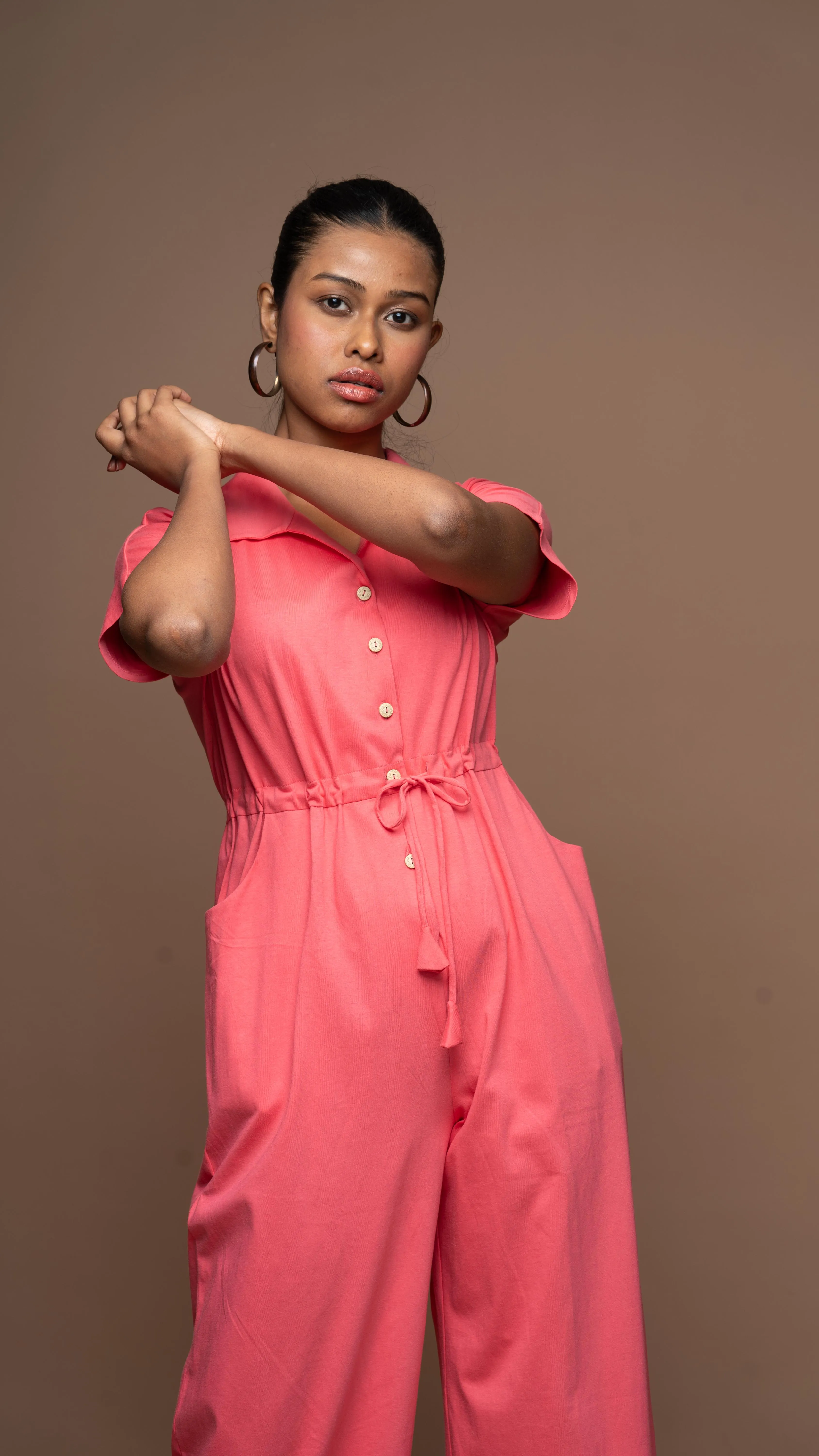 Collarista Jumpsuit in Fuchsia