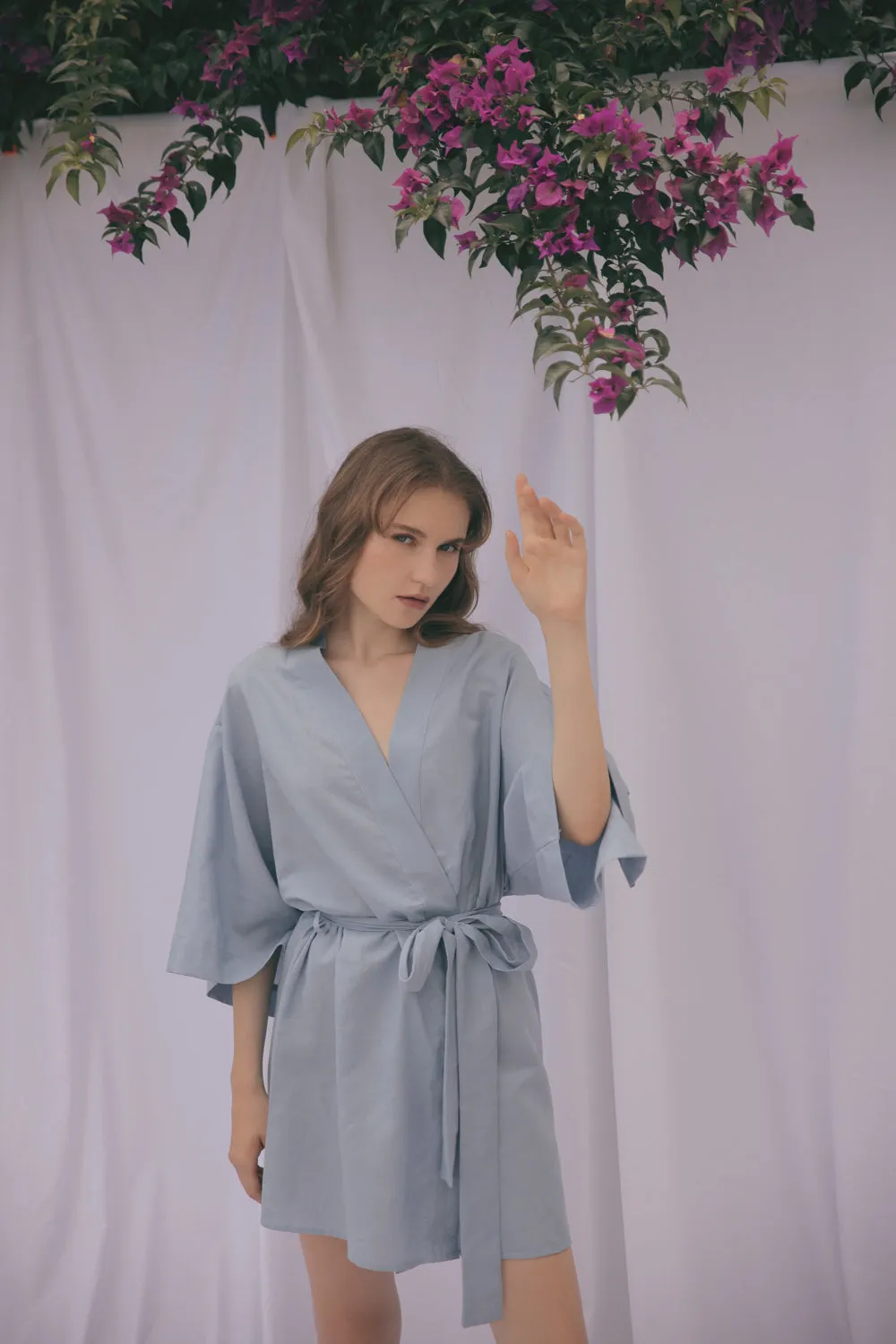 CORFU Linen Robe Dress (Serenity Blue Linen)