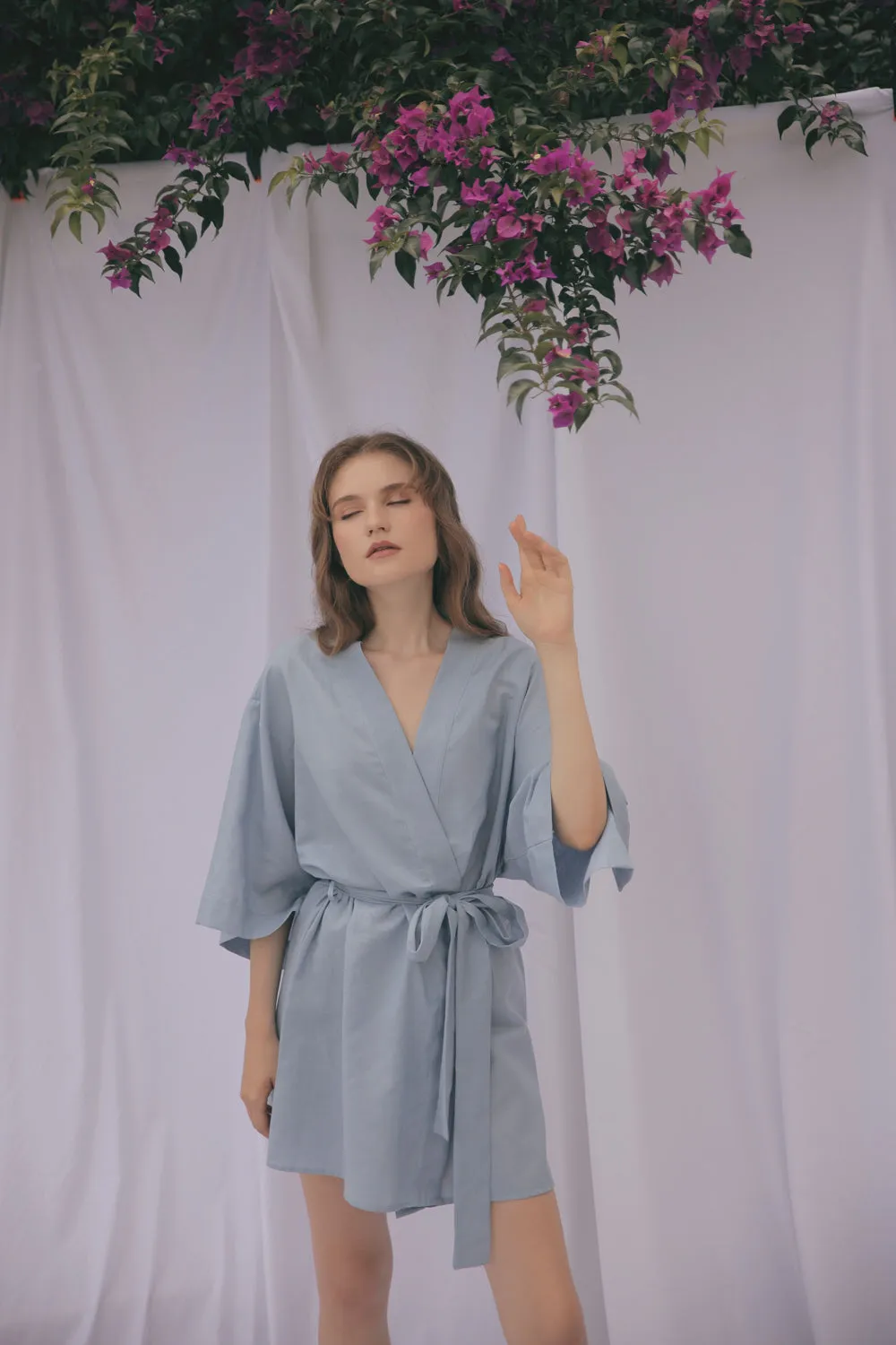 CORFU Linen Robe Dress (Serenity Blue Linen)
