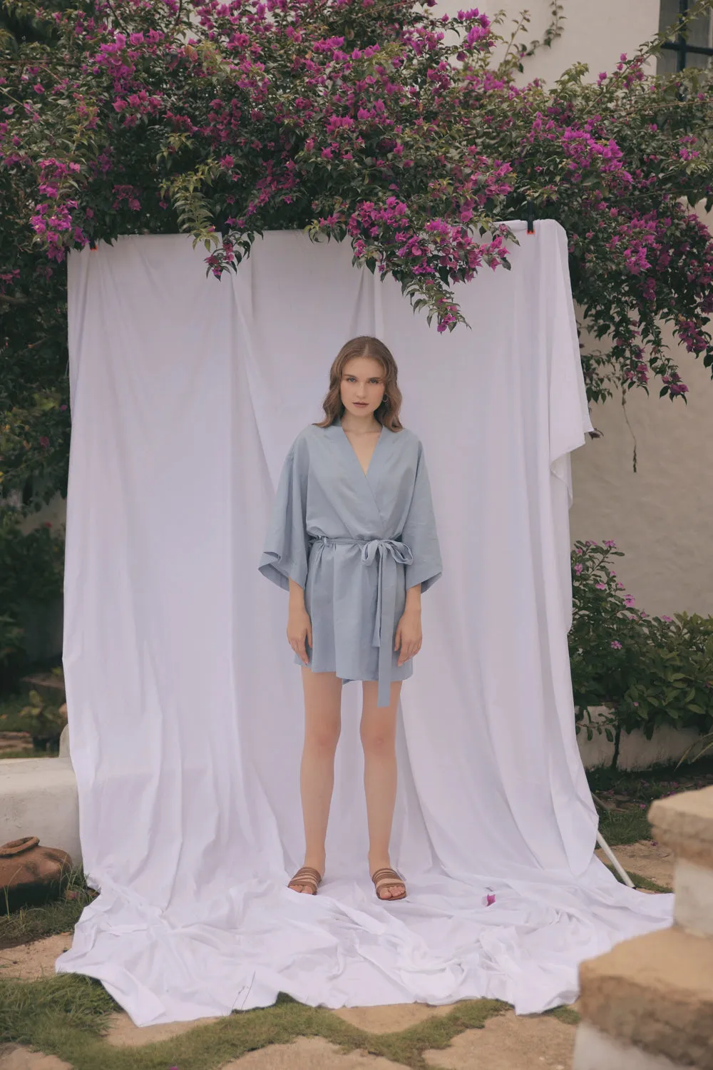CORFU Linen Robe Dress (Serenity Blue Linen)