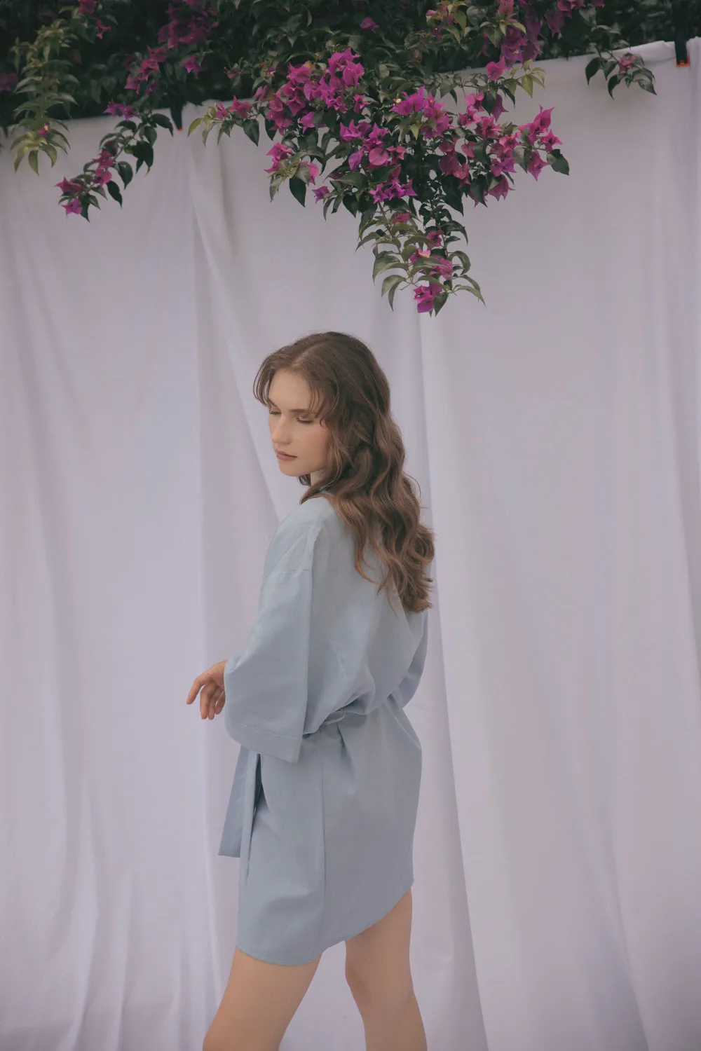 CORFU Linen Robe Dress (Serenity Blue Linen)