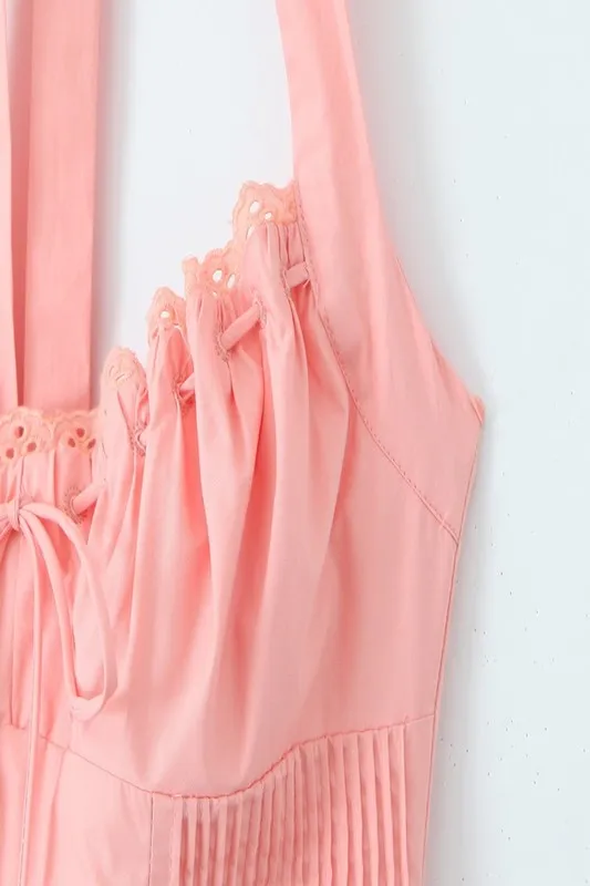 Corset Fit Midi Dress- Peachy Pink