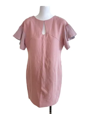 Crepe Pink Pleated Sleeves Dress