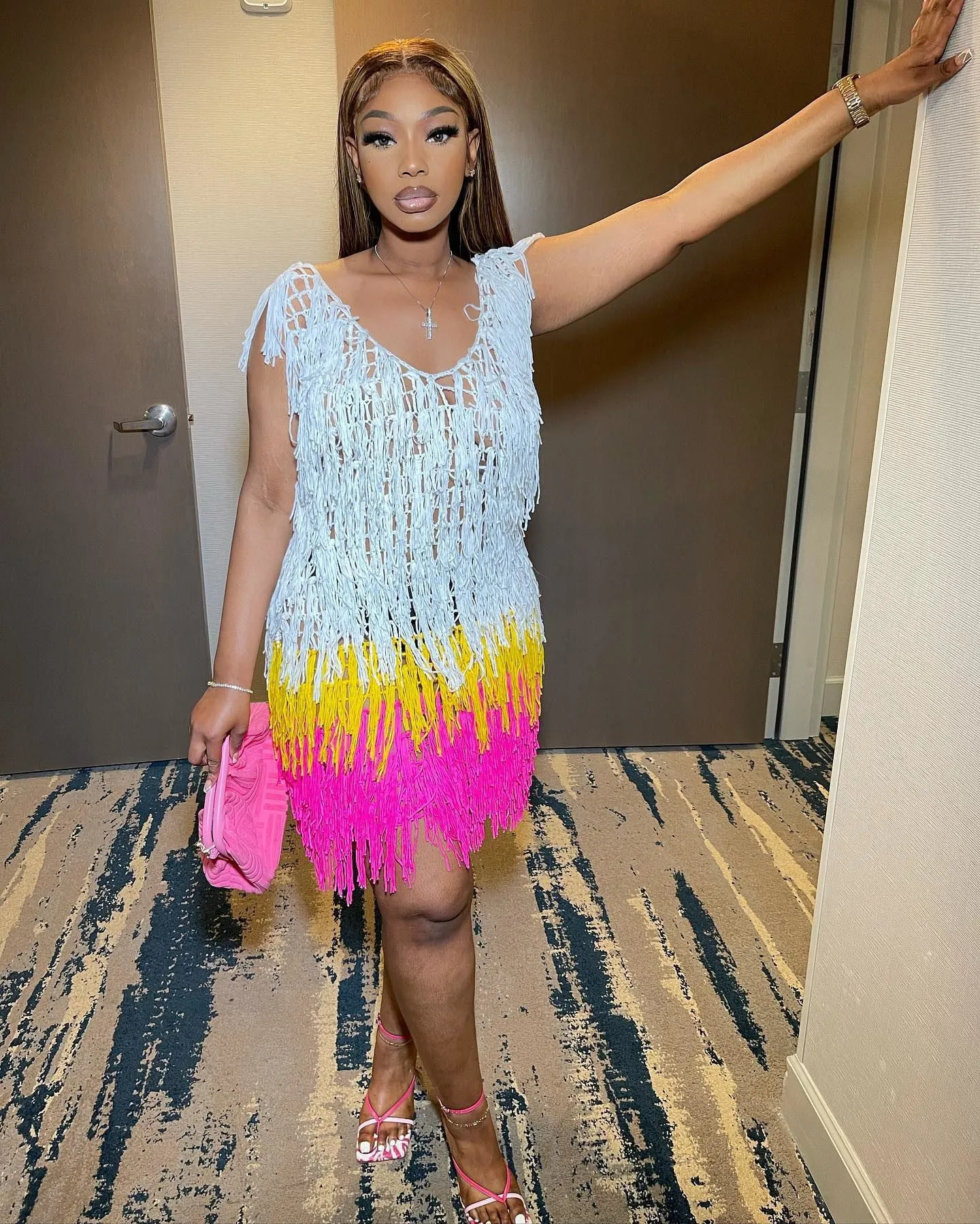 Crochet Knitted Tassel Beach Cover Up Dress