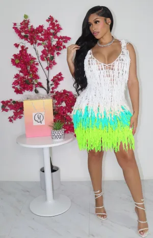 Crochet Knitted Tassel Beach Cover Up Dress