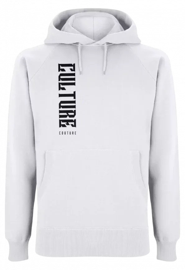 Culture Couture Vertical Text Hoodie/White