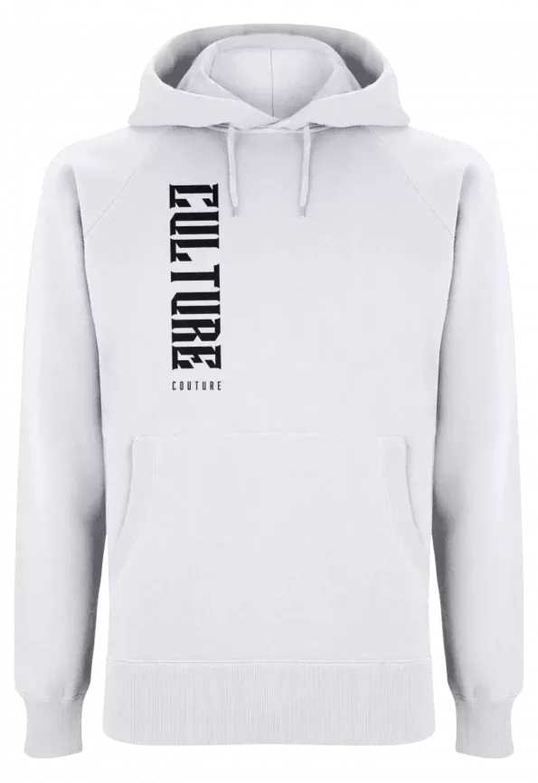 Culture Couture Vertical Text Hoodie/White