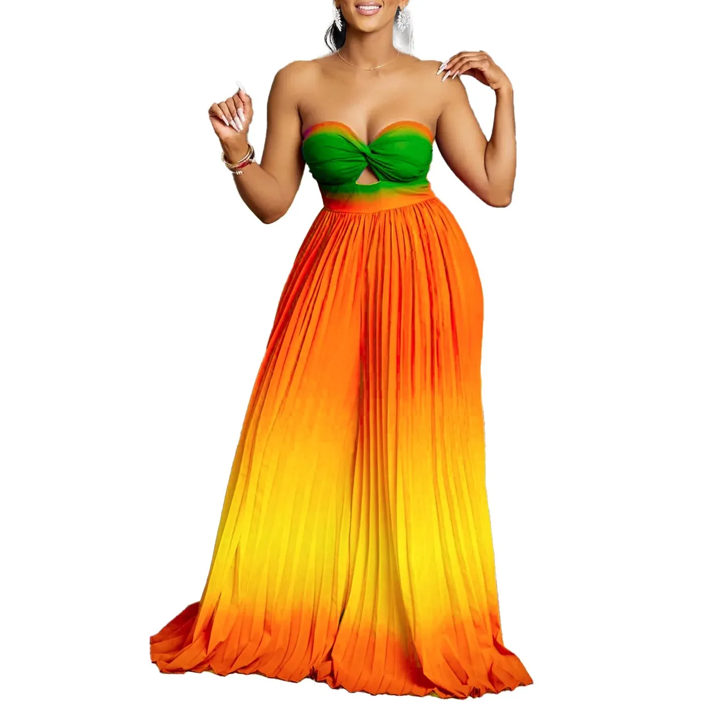 Dashiki African Elegant Fashion Women Pleated Jumpsuits Sleeveless Wide Leg Pants Rompers Party Office Outfits 2024 Summer
