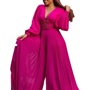 Dashiki African Women Jumpsuits For Summer Autumn Long Sleeve Loose Fashion Streetwear Overalls Wide Leg Pants Trousers 2024