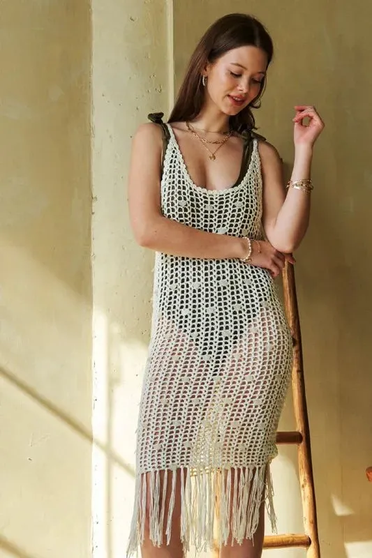 Davi & Dani Crochet Scoop Neck Sleeveless Cover Up Dress