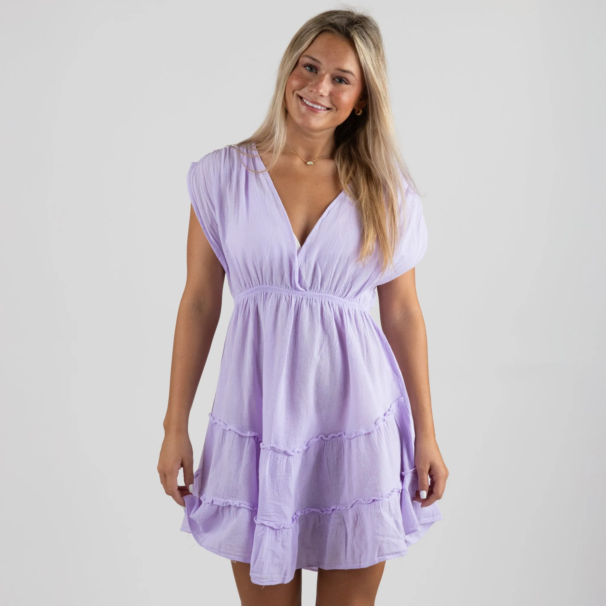Deep V Gauze Cover Up Dress