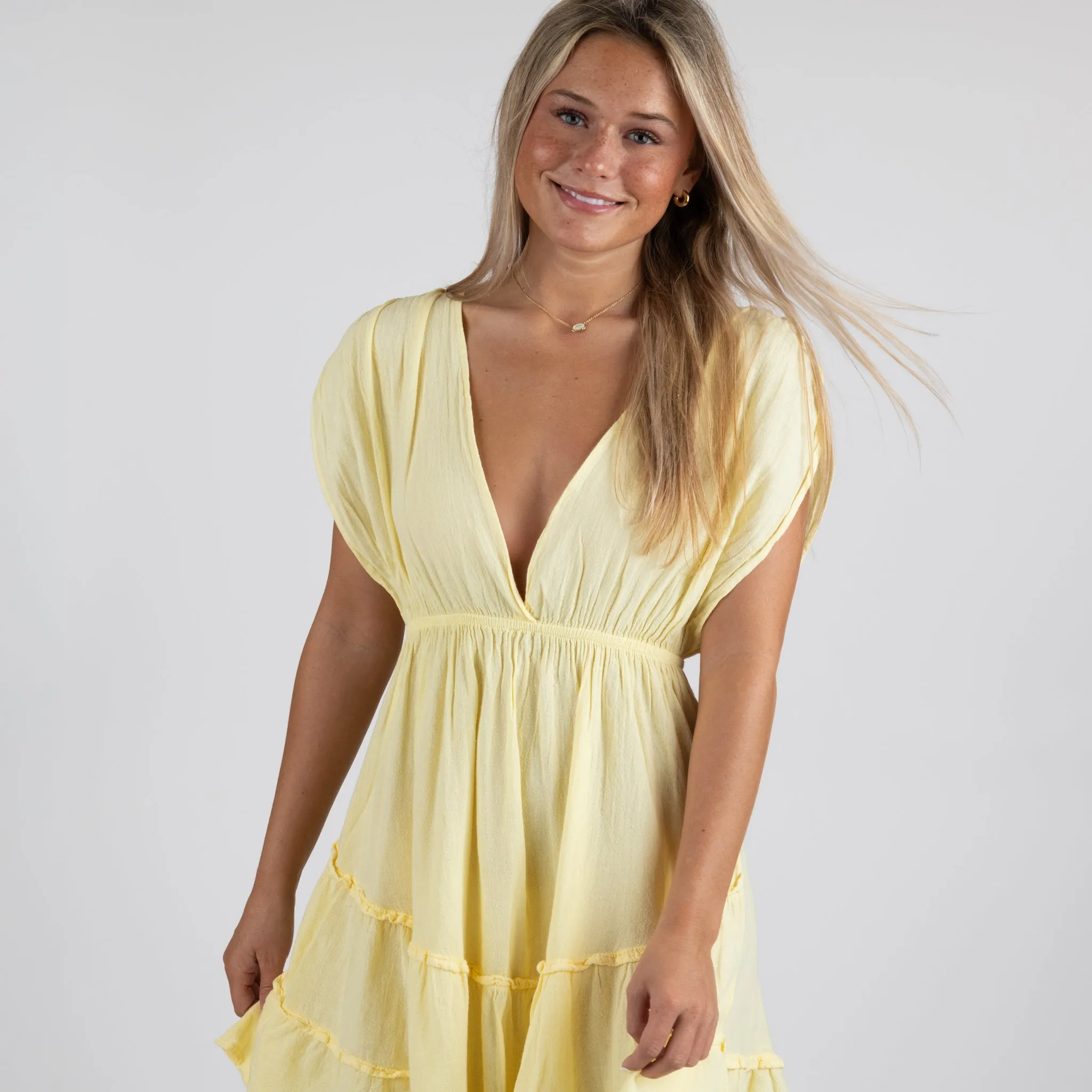 Deep V Gauze Cover Up Dress