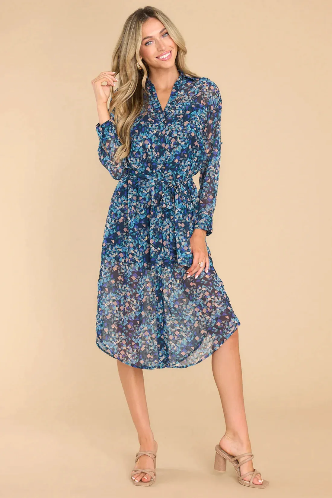Devin Dress Blue Geo