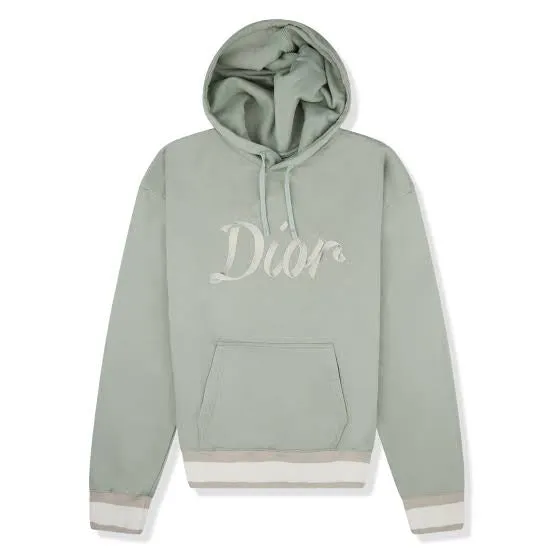 DIOR embroidered 47 ribbon hoodie green