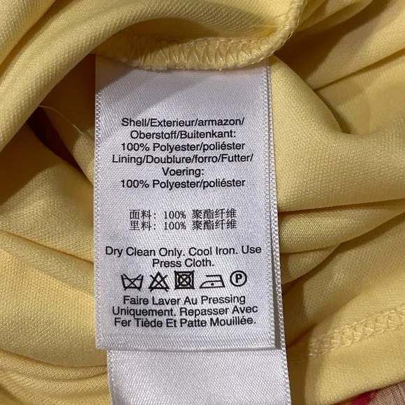 DKNY floral brushstrokes bright vibrant yellow sheer outer fully lined midi