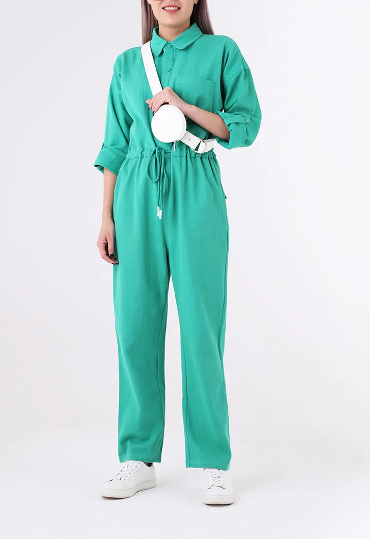 Drawstring Waist Shirt Jumpsuit