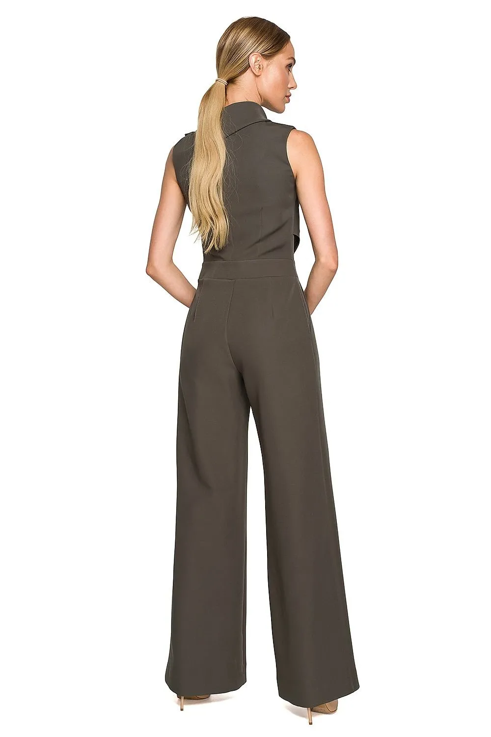 Elegant double decorative front formal jumpsuit