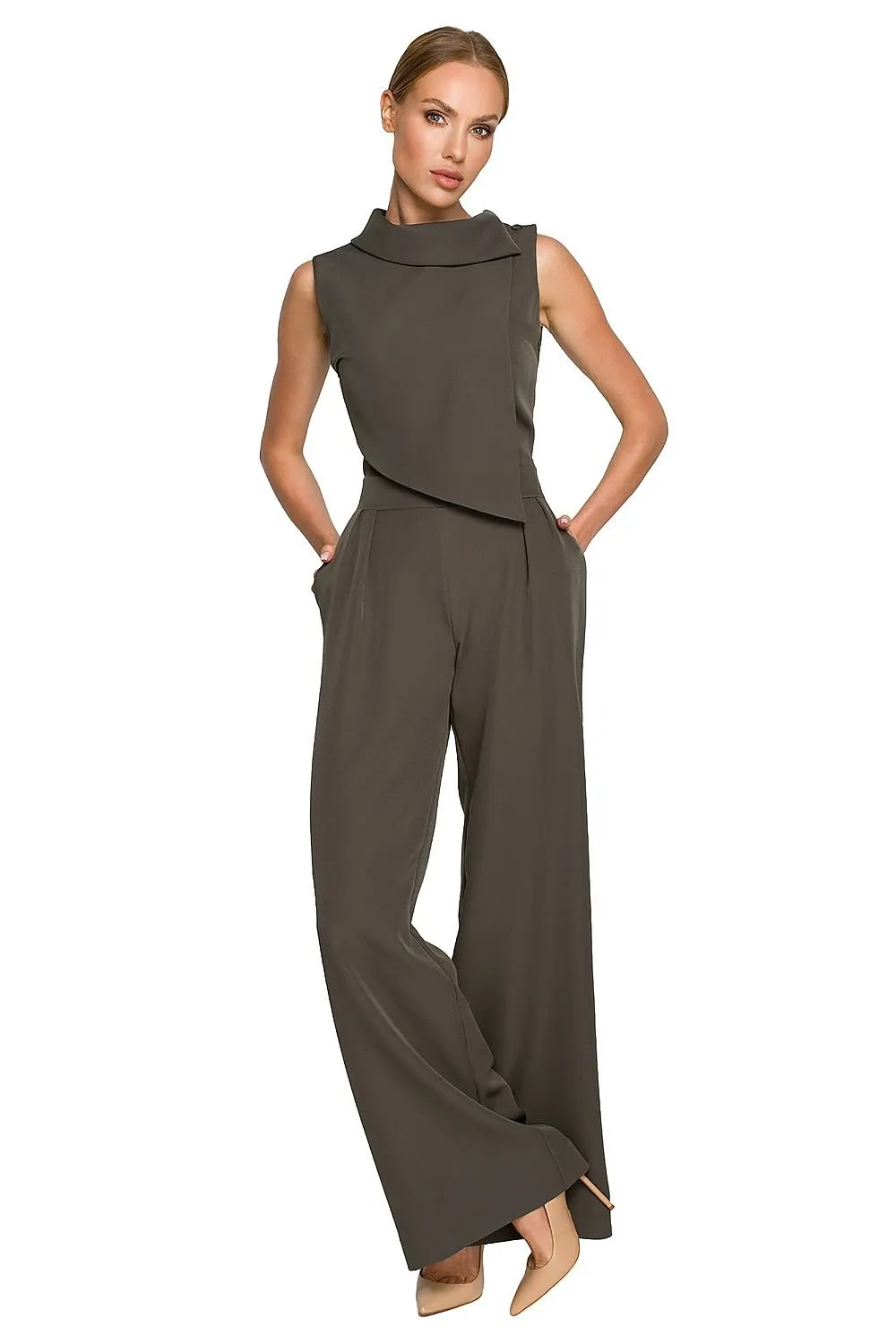 Elegant double decorative front formal jumpsuit