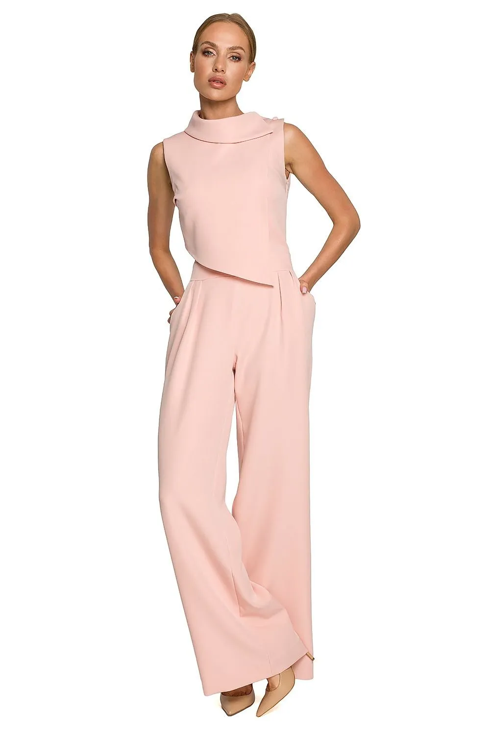 Elegant double decorative front formal jumpsuit