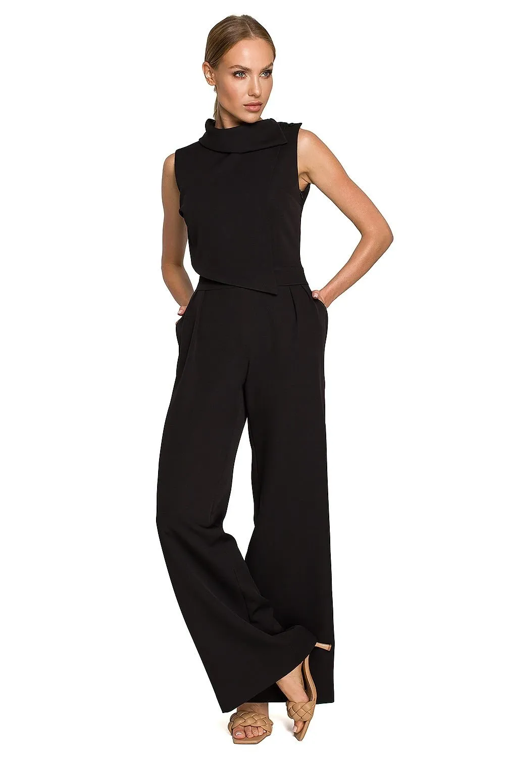 Elegant double decorative front formal jumpsuit