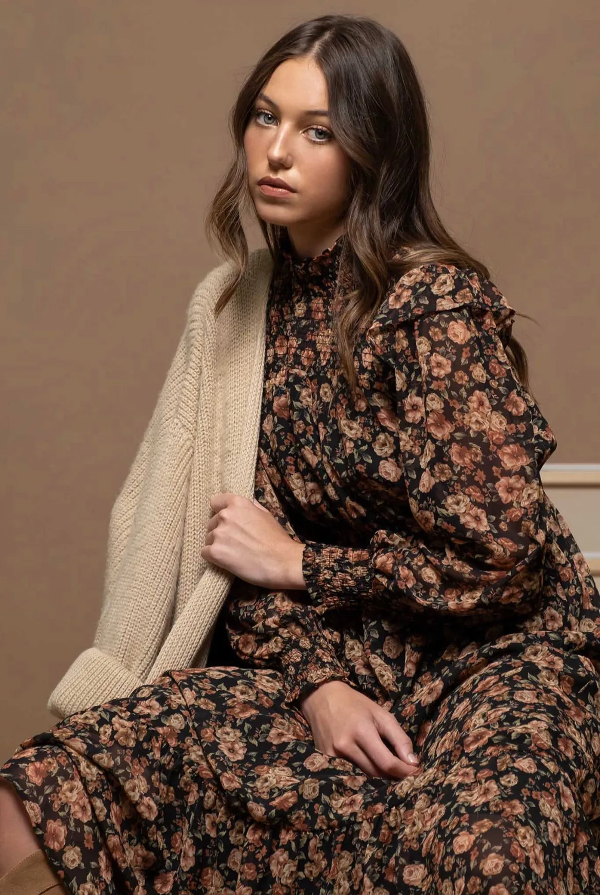 Fall Floral Midi Dress