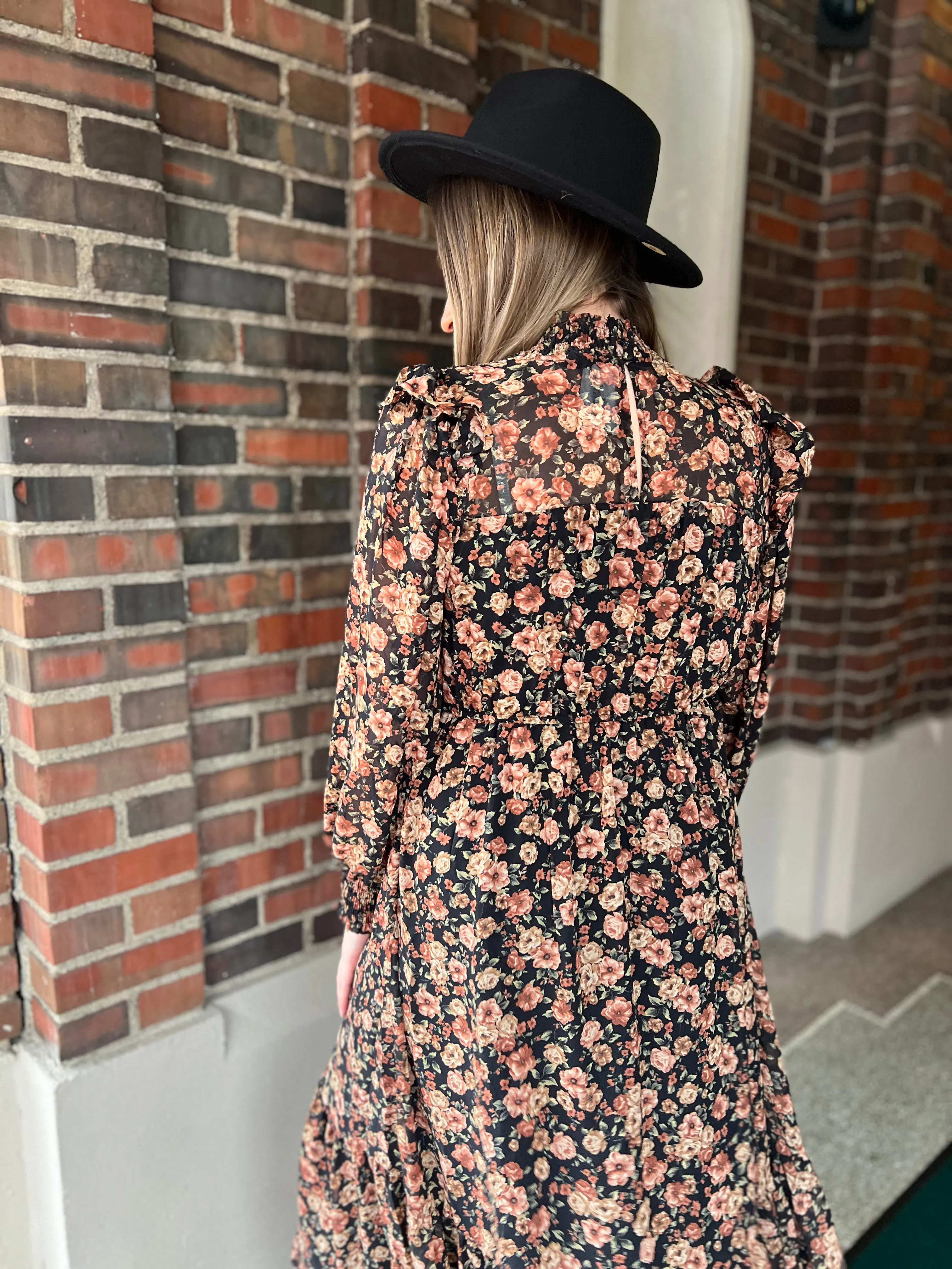 Fall Floral Midi Dress
