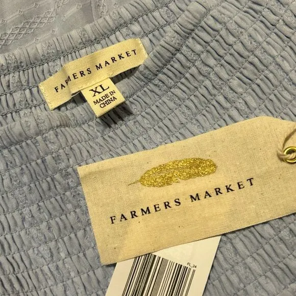 FARMERS MARKET NWT Boho Light Blue Midi Skirt XL