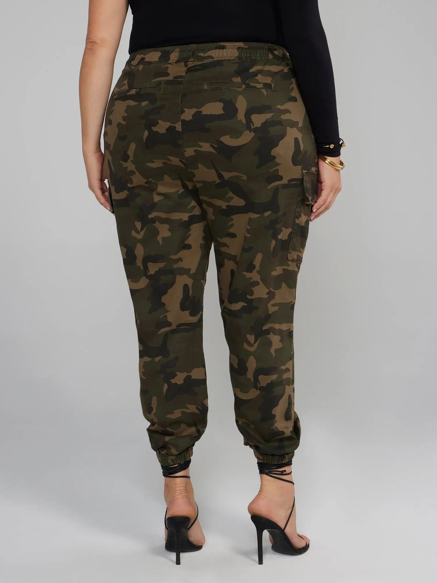 Fashion To Figure - Tie-Waist Cargo Camo Joggers