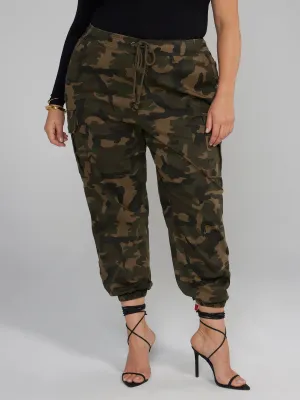 Fashion To Figure - Tie-Waist Cargo Camo Joggers