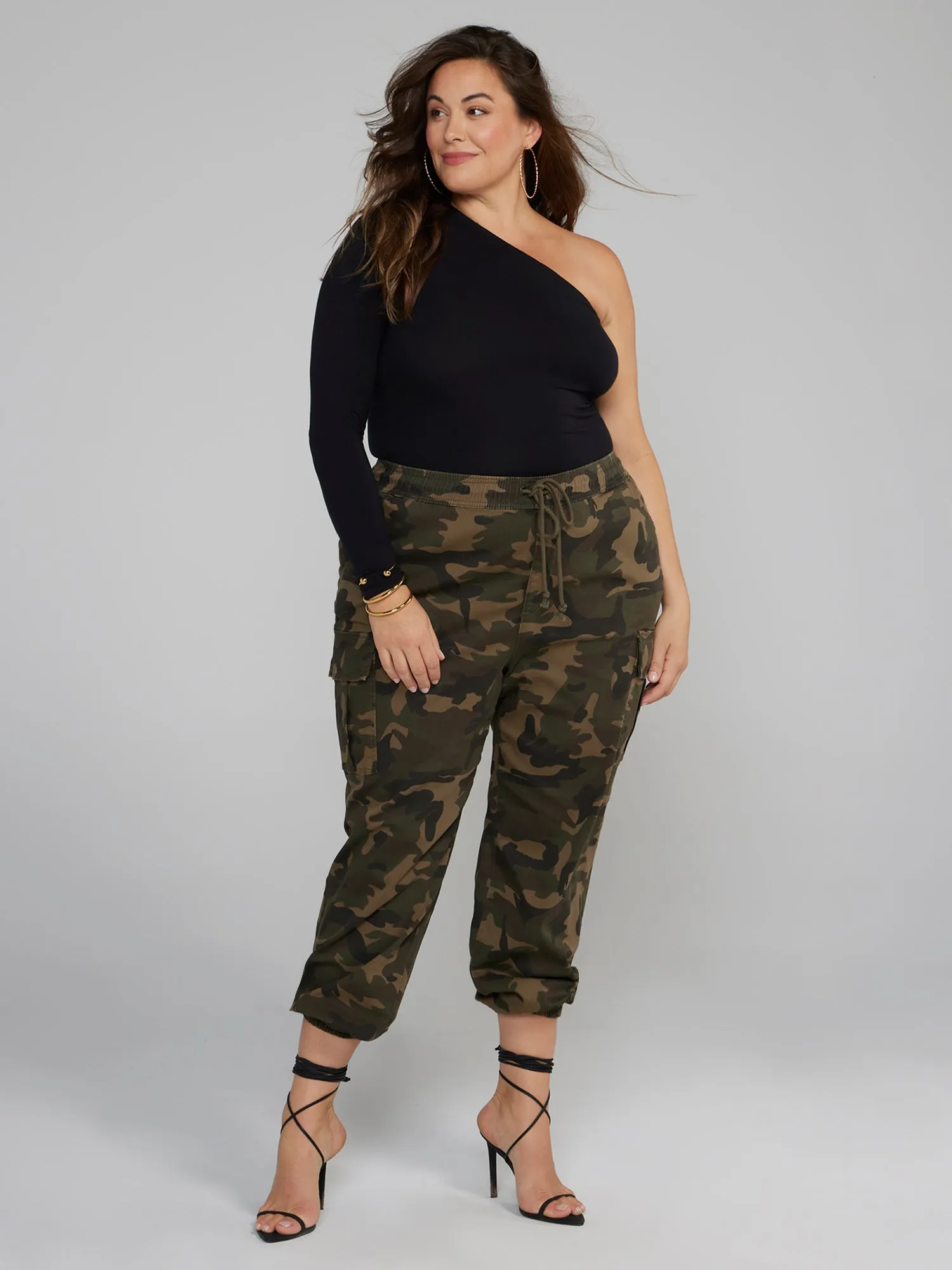 Fashion To Figure - Tie-Waist Cargo Camo Joggers