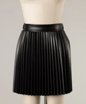 Faux Leather Pleated Mini Skirt