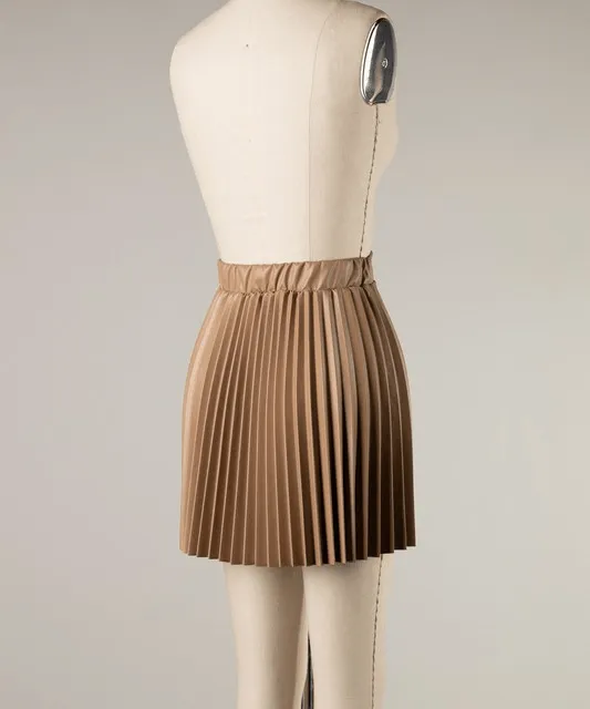Faux Leather Pleated Mini Skirt