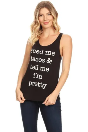 FEED ME TACOS TANK BLACK