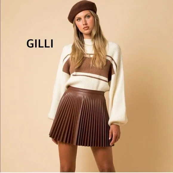 🔥FINAL PRICE!🔥NEW Gilli Pleated Vegan Leather Mini Skirts