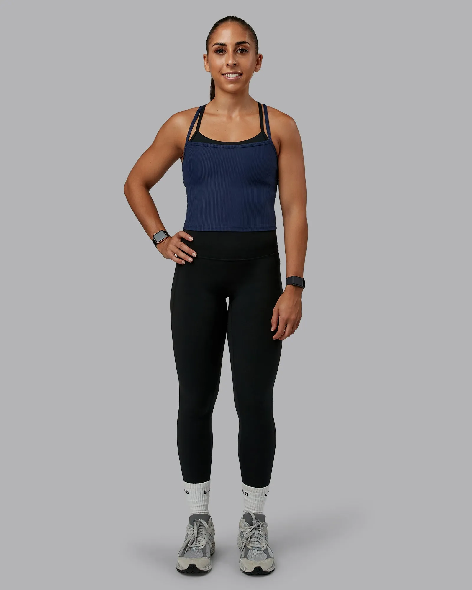 Flame Ribbed Tank - Future Navy