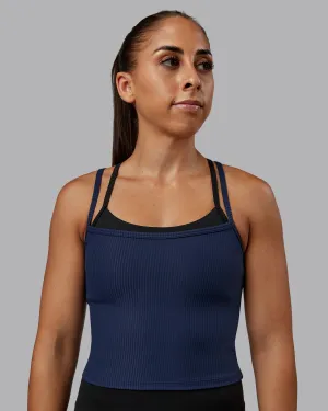 Flame Ribbed Tank - Future Navy