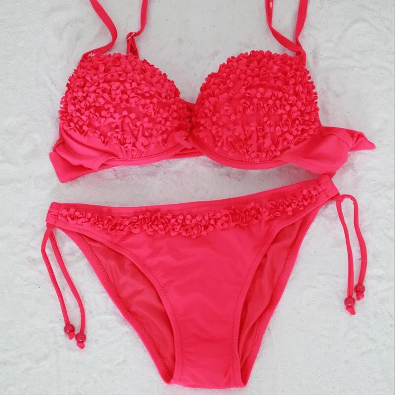 Floral Bikini Push Up Sexy Brazilian Deep V Swimwear Women Bikini Thong Swimsuit Bright Ladies Bathing Suit Beachwear